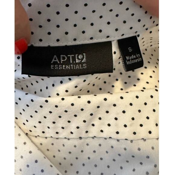 Apt 9 white black polka dots long sleeves button shirt size small - Picture 3 of 9